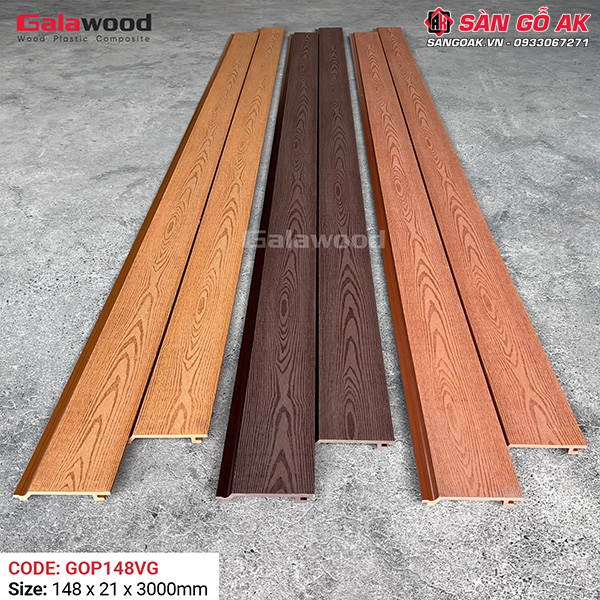 Tấm ốp gỗ nhựa ngoài trời Galawood GOP148VG Wood vân gỗ